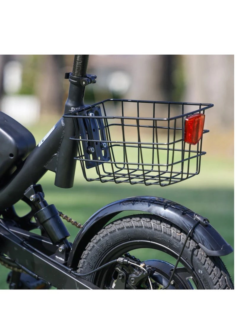 Wind Horse Foldable Electric Bike for Adults 500W Brushless Hub Motor, 35 KMH Max Speed, 19-35 KM Range with 36V 8AH Battery, 14 Inches Tires with Dual Suspension and Disc Brakes, Lightweight Carbon Alloy Frame, Urban Commuter E-Bike with Basket for Easy Storage and Transport  - Image 4