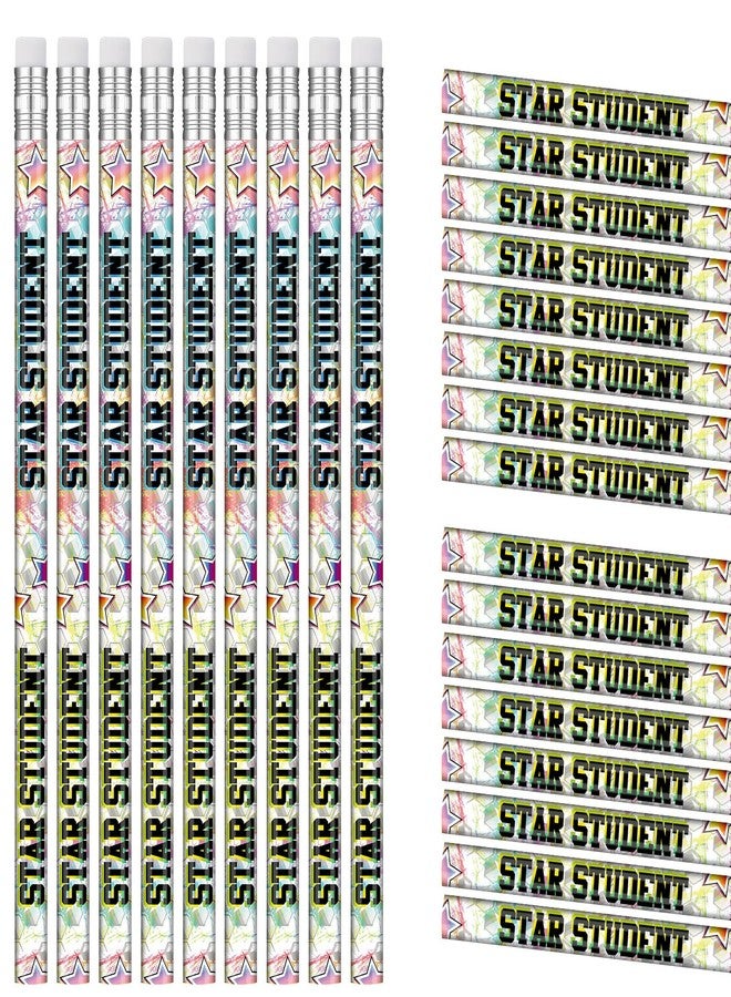 Tenceur 100 Pcs Star Student Motivational Pencils with Erasers Bulk 7.3 Inches Incentives Recognition Education Award Prize for Teacher School Classroom Reward Supplies - Image 1