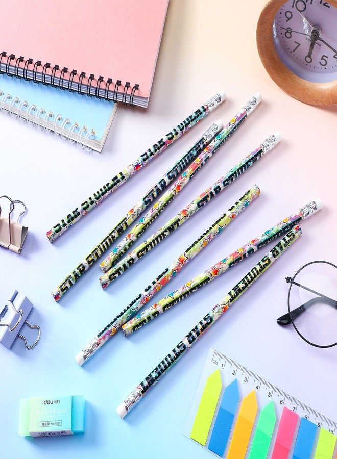 Tenceur 100 Pcs Star Student Motivational Pencils with Erasers Bulk 7.3 Inches Incentives Recognition Education Award Prize for Teacher School Classroom Reward Supplies - Image 4