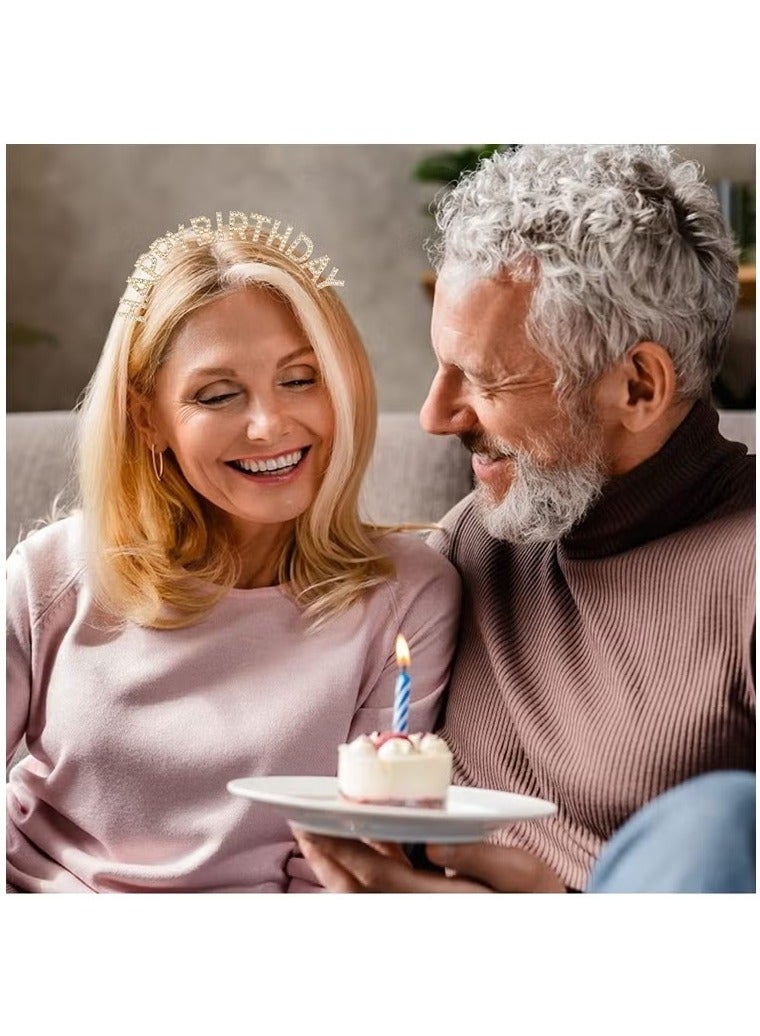 Birthday Headband for Women Girls Queen Crown Hair Band Tiara and Crowns Happy Birthday Party Accessories Supplies Favors(Rose gold) - Image 3