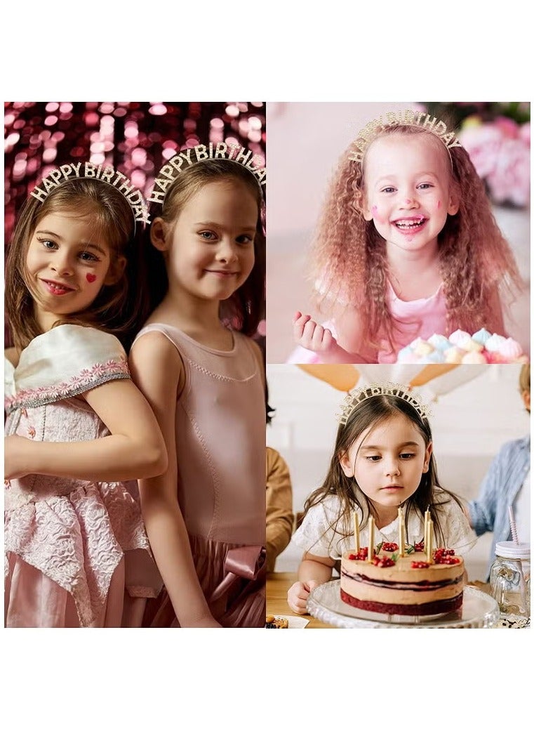 Birthday Headband for Women Girls Queen Crown Hair Band Tiara and Crowns Happy Birthday Party Accessories Supplies Favors(Rose gold) - Image 4