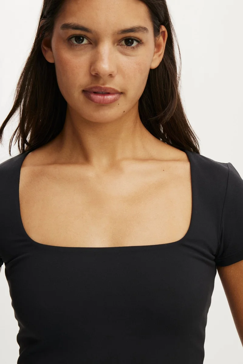Cotton On  ULTRA SOFT SQUARE NECK FITTED T-SHIRT for Women | Best Price UAE