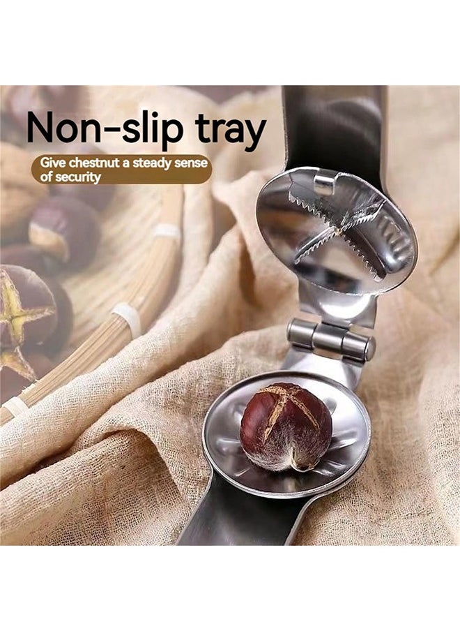 HY Chestnut Opener, Nutcracker Chestnut Clip 304 Stainless Steel Chestnut Cutter Tool Kitchen Multifunctional Chestnut Opener Nut Cracker Sheller Walnut Pliers Kitchen Dried Fruit Opener  - Image 3