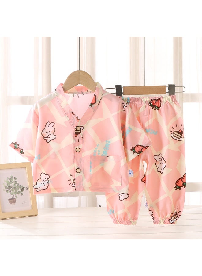 2-Piece Sets Summer Kids Sleepwear  Printed Short Sleeve Pants Cute Comfortable Loungewear Suits Night Clothes - Image 1