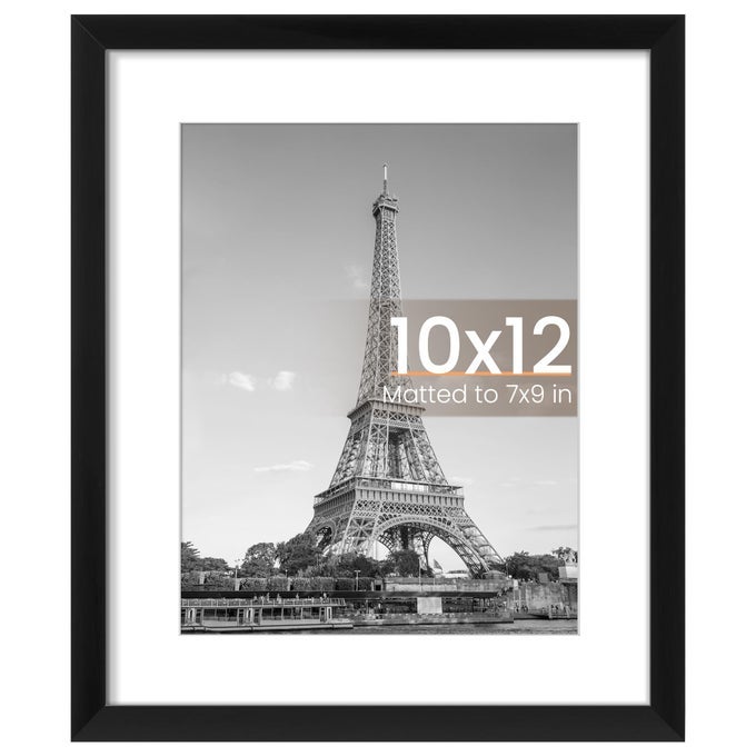 10x12 Picture Frame Display Pictures 7x9 with Mat or 10 x 12 Without Wall Hanging Photo Frames Black 1 Pack