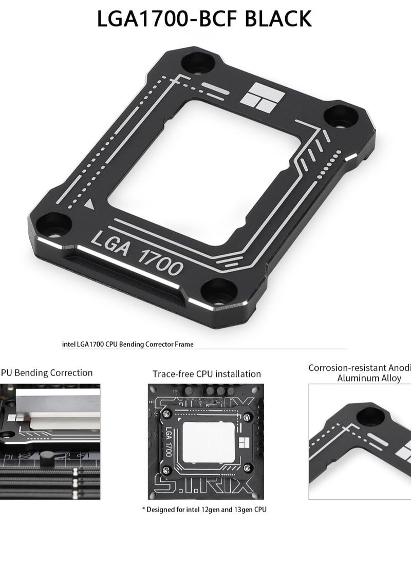 SYOSI - For Intel 12th/13th Gen LGA 1700 Bending Bracket Frame, CPU Snap Replacement Bracket/Aluminum CPU Stress Bending Correction Fixture, Standard for Coolers (Black) - Image 1