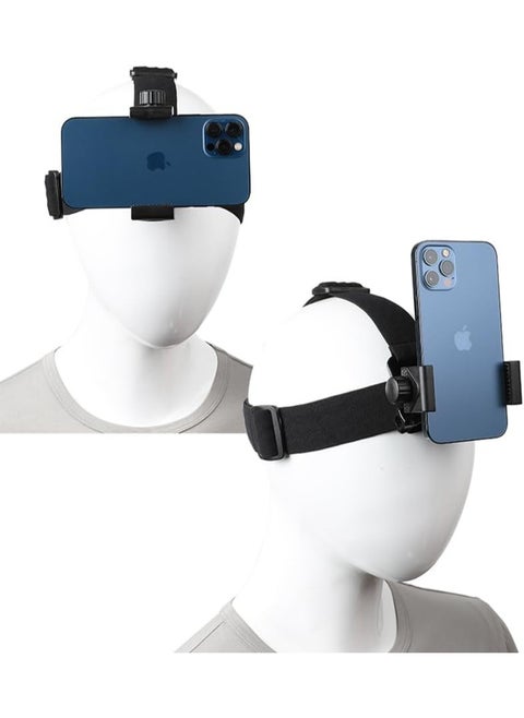 Head Mounted Mobile Phone Mount First Person View Live Shooting Bracket Head Mount Strap Compatible with iPhone Smartphones 4 inch to 7 inch and Action Camera GoPro