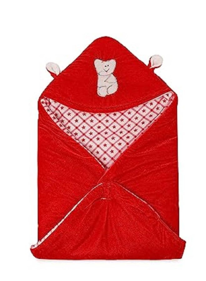 Ilsha® 3-in-1 Hooded Baby Blanket Wrapper | Unisex Towel for New Born Baby | All Season Soft Swaddle | Nursing Gift | Receiving Blanket | Travel-Friendly Quilts for Boys and Girls (Red) - Image 1