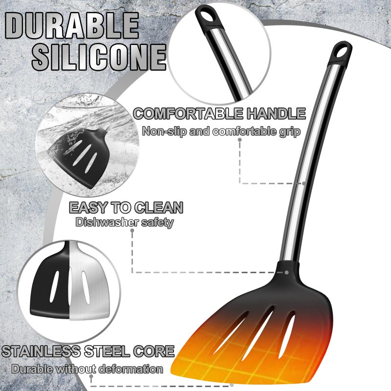 Umite Chef Kitchen Utensils Set-Umite Chef 34 Pcs Silicone Cooking Utensils Set for Nonstick Cookware-Silicone Spatulas Set, Stainless Steel Handle-Black Kitchen Gadgets Tools, Pots and Pans Accessories - Image 5