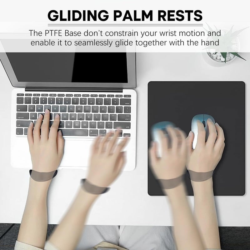 Left hand + right hand ergonomic keyboard and mouse wrist rest, wrist guard to relieve pressure and pain, suitable for office computer, black. - Image 4