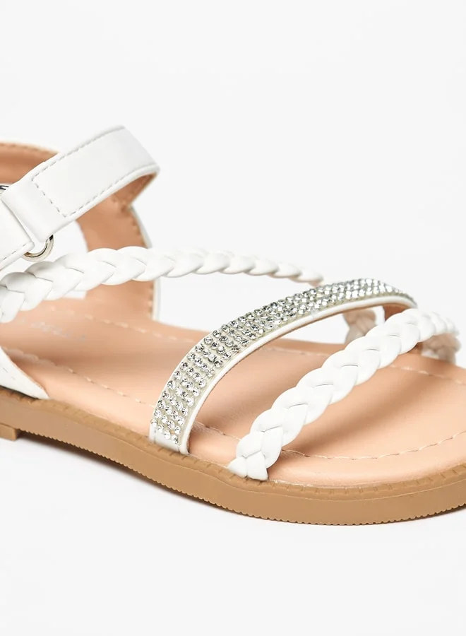 Flora Bella By Shoexpress Girls Embellished Sandals with Hook and Loop Closure