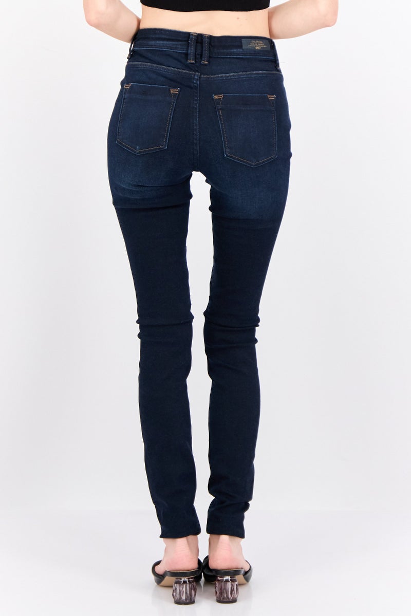 ONLY Women Skinny Fit Washed Stretchable Jeans, Dark Blue - Image 3