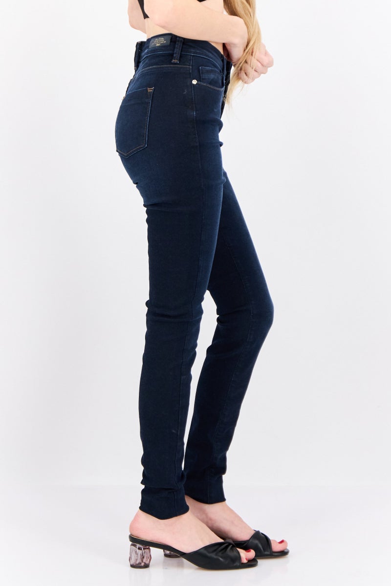 ONLY Women Skinny Fit Washed Stretchable Jeans, Dark Blue - Image 2