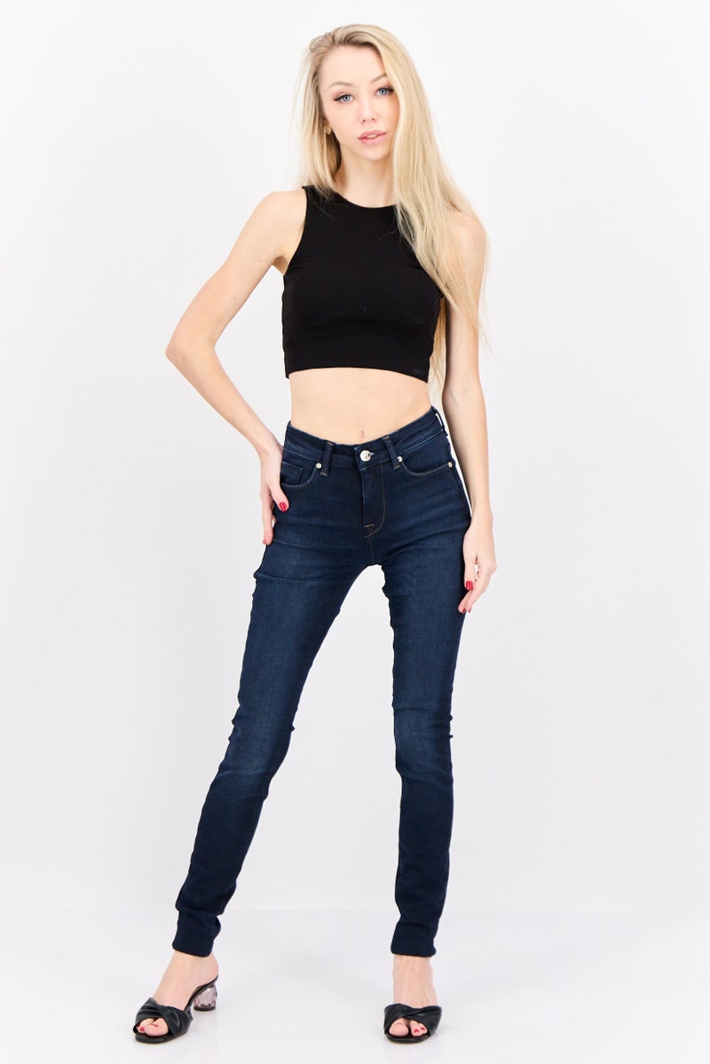 ONLY Women Skinny Fit Washed Stretchable Jeans, Dark Blue - Image 4
