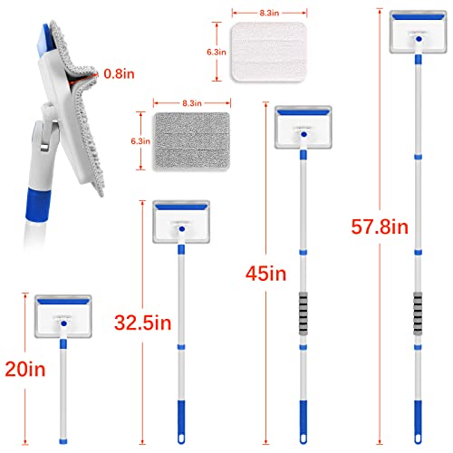 LIYFUHY Baseboard Cleaner Tool with Handle, Wall Cleaner with Extendable Long Handle ,Door Frame Cleaning Tool Including 4 Reusable Cleaning Pads. Quick Clean Baseboard Cleaning, Ceiling and Wall. - Image 2