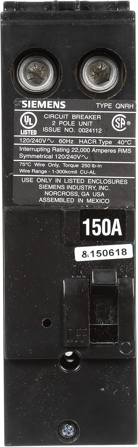 SIEMENS قاطع الدائرة Siemens QN2150RH 150A مزدوج القطب 120240 فولت 22K نوع QNRH - Image 2