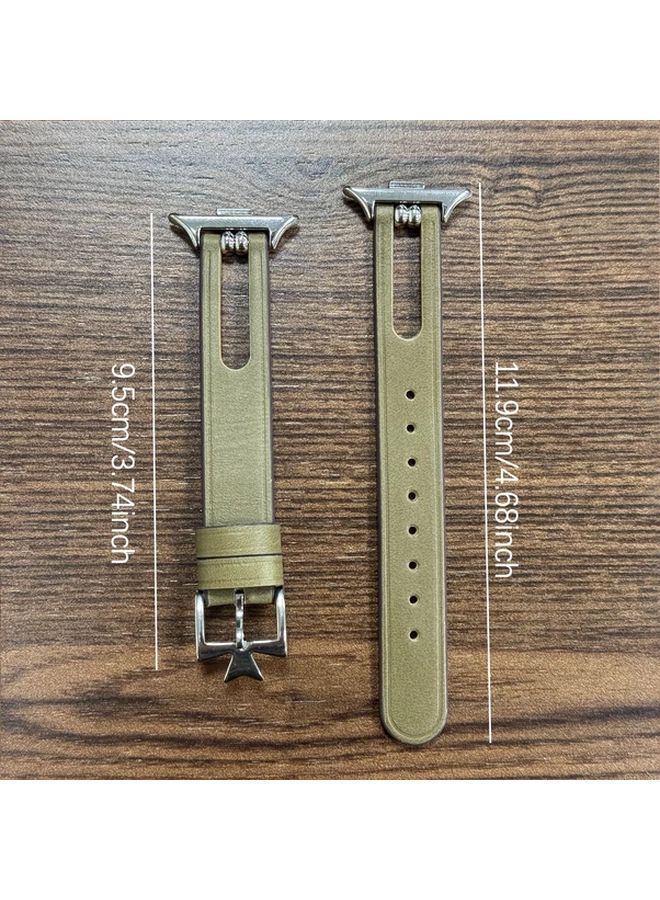 Brown Leather Strap For Xiaomi Mi Band 8 9 Sports Watch Slim Hollow Band Men Women - Image 2