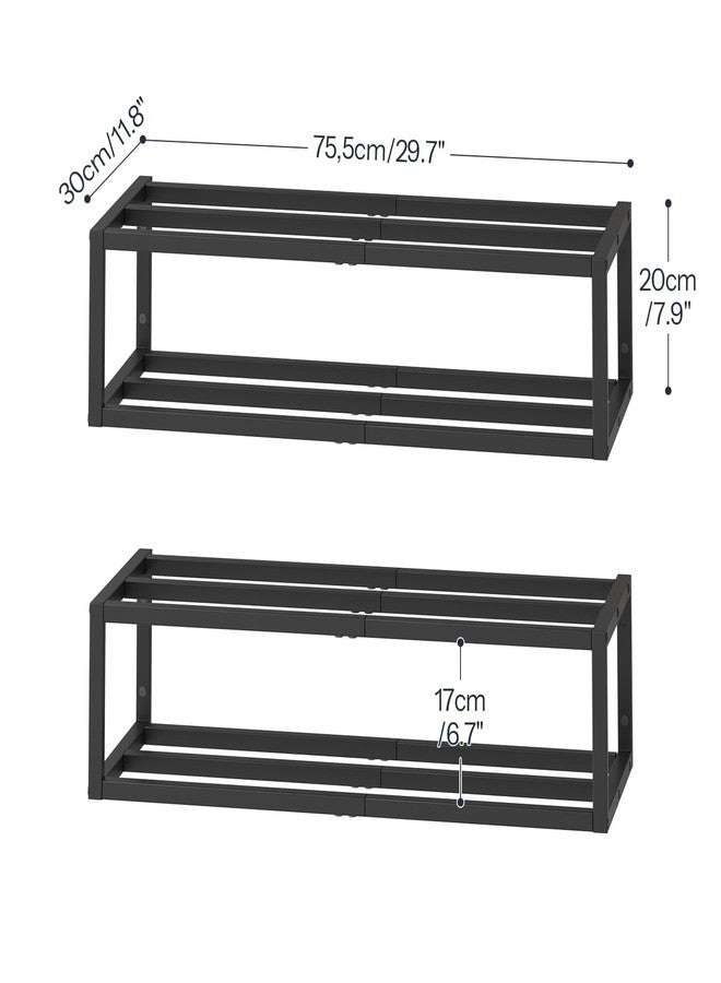 HOOBRO Wall-Mounted Shoe Rack, 2 Pack Hanging Metal Shoe Shelf, Space-Saving Shoe Storage Organizer, Holds 12-16 Pairs, Shoe Holder for Entryway, Closet, Small Spaces, Black BK44XJP201 - Image 5