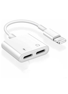 Dual Lightning Splitter for iPhone,[Apple MFi Certified] iPhone Headphone Adapter 2 in 1 Dual Lightning Headphone Jack Audio + Charge Cable Compatible for iPhone 12/12 Pro/11/XS/XR/X 8