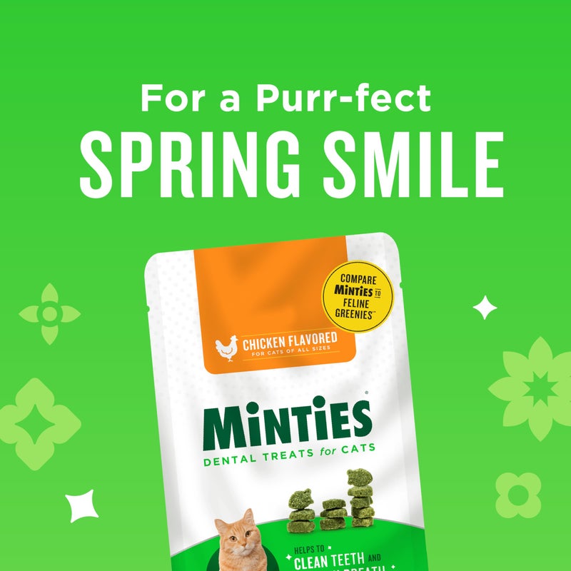 Minties Dental Treats for Cats, Chicken Flavored Cat Dental Treats, Freshens Breath and Controls Tartar, 10oz - Image 3