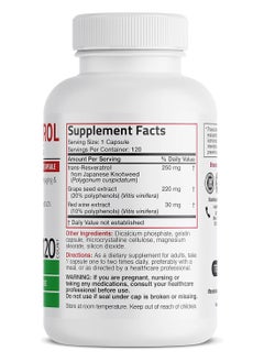 Bronson Resveratrol 500 Complex Red Wine Extract Natural Antioxidant Supplement For Cardiovascular And Immune System Health 120 Capsules  - Image 2