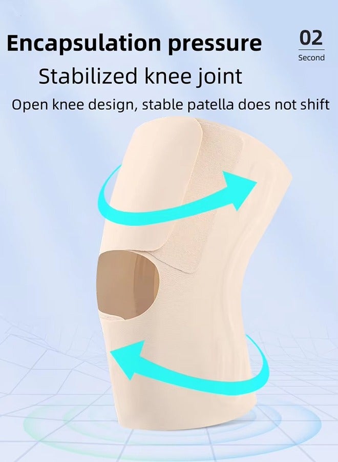دعامة ركبة مع مثبتات جانبية، قطعة واحدة من دعامة الركبة فائقة الرقة، قابلة للتعديل، مناسبة للرجال والنساء، مناسبة للرياضة، الجري، تمزق الغضروف المفصلي، الرباط الصليبي الأمامي، الرباط الجانبي الإنسي، إصابات التهاب المفاصل (الجلد). - Image 3