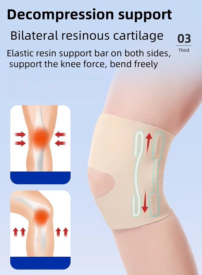 دعامة ركبة مع مثبتات جانبية، قطعة واحدة من دعامة الركبة فائقة الرقة، قابلة للتعديل، مناسبة للرجال والنساء، مناسبة للرياضة، الجري، تمزق الغضروف المفصلي، الرباط الصليبي الأمامي، الرباط الجانبي الإنسي، إصابات التهاب المفاصل (الجلد). - Image 4