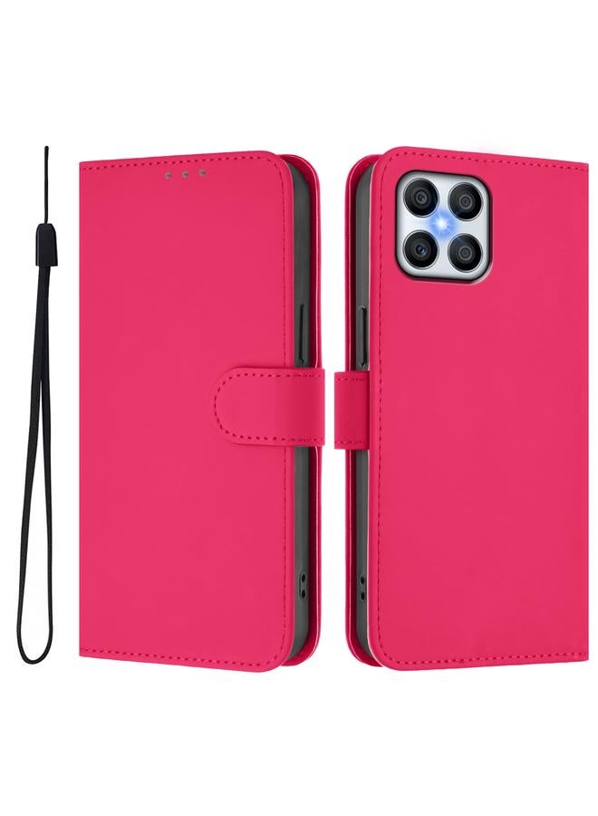 اس-توب جراب لهاتف Honor X8 4G / X30i / Play6T Pro مصنوع من الجلد بلون سادة مع حبل تعليق - Image 2