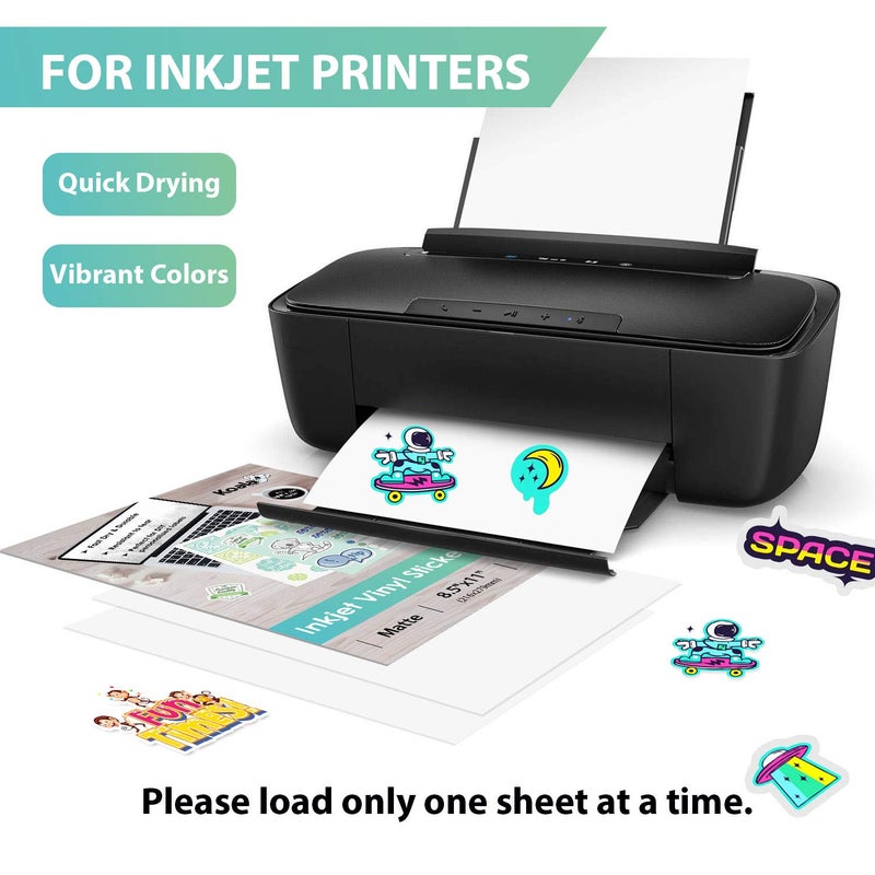 KOALA PAPER Koala Printable Vinyl Sticker Paper for Inkjet Printer - 20 Sheets Matte White Vinyl Sticker Paper, Waterproof Sticker Paper 8.5x11 Inch, Work with Cutting Machine - Image 4