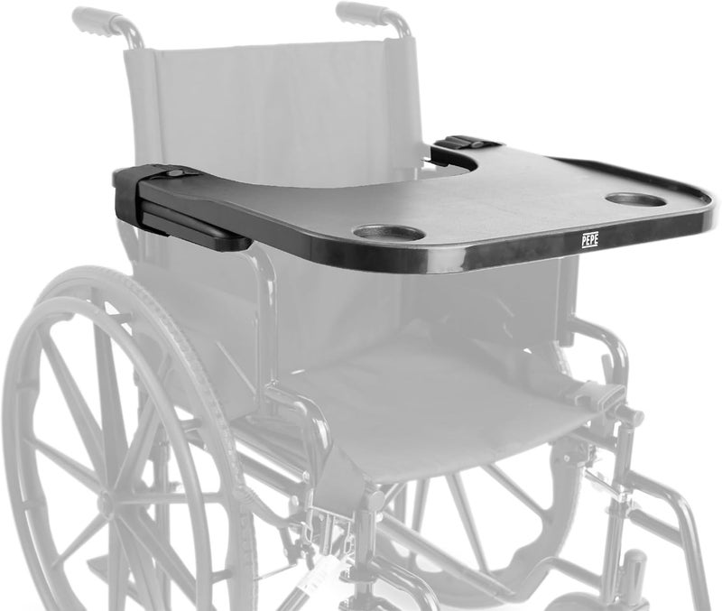 PEPE Mobility - Wheelchair Tray with Cup Holder, Removable Table, Easy to Install, Adults - Image 1