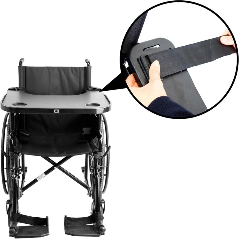 PEPE Mobility - Wheelchair Tray with Cup Holder, Removable Table, Easy to Install, Adults - Image 4