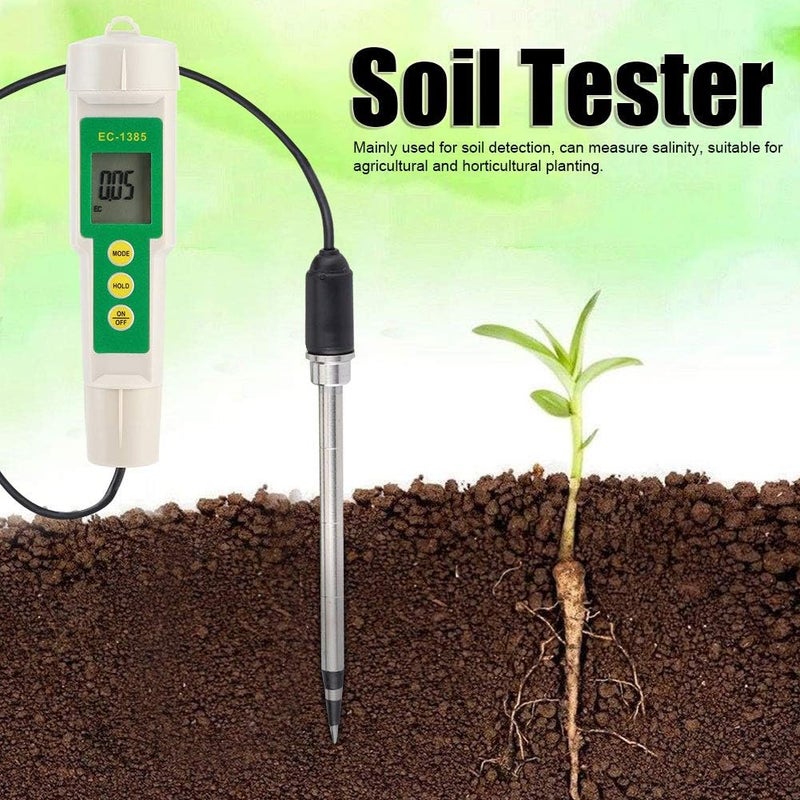 klarako Portable Soil Tester, Small Salinity Meter EC/TDS/CF Tester, with Test Probes, Electrode Induction Probes, a Display Screen, for Soil Detection, Agricultural, Horticultural Planting - Image 1