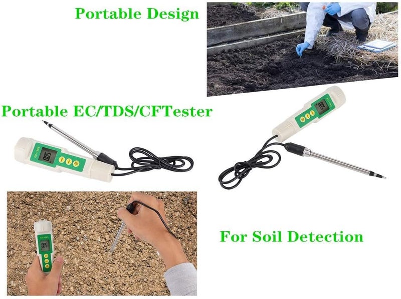 klarako Portable Soil Tester, Small Salinity Meter EC/TDS/CF Tester, with Test Probes, Electrode Induction Probes, a Display Screen, for Soil Detection, Agricultural, Horticultural Planting - Image 3