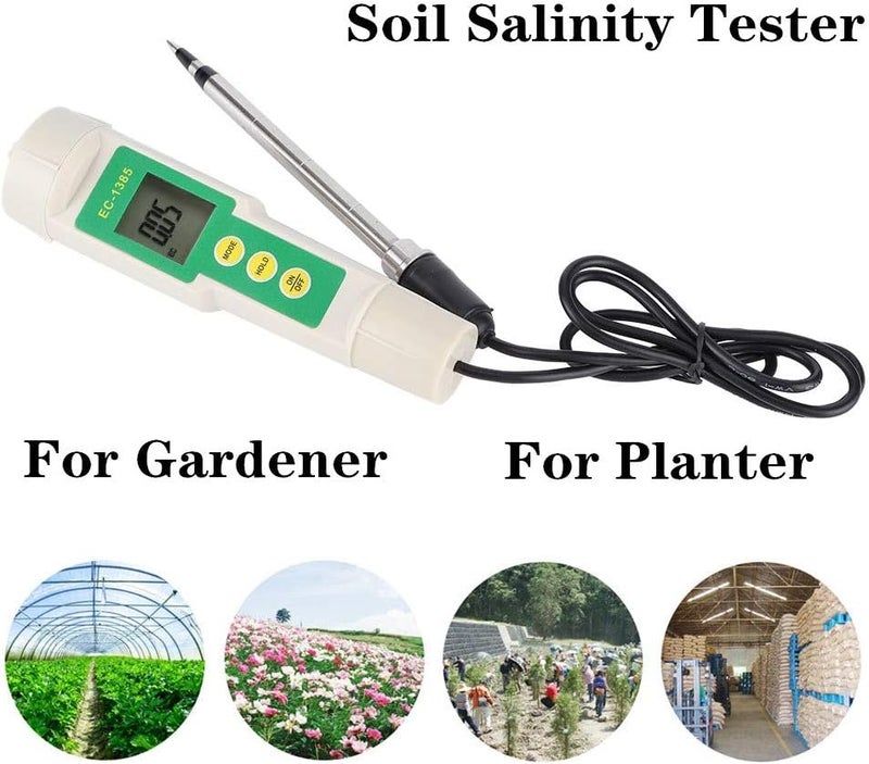 klarako Portable Soil Tester, Small Salinity Meter EC/TDS/CF Tester, with Test Probes, Electrode Induction Probes, a Display Screen, for Soil Detection, Agricultural, Horticultural Planting - Image 2