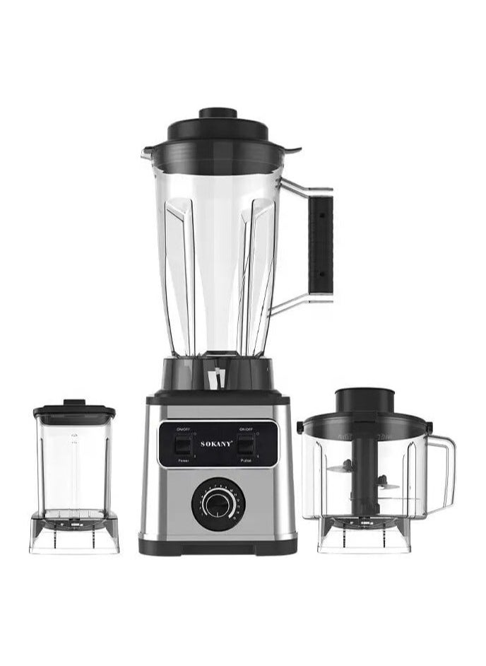sokany - 3 in 1 High Capacity Stainless Steel Multipurpose Food Processor Blender 6600W 3L - Image 1