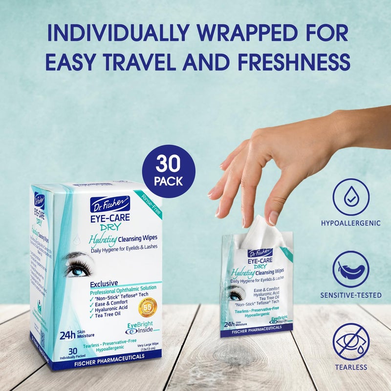 Dr. Fischer Tea Tree Eyelid Wipes: Hypoallergenic Eye Wipes for Dry, Red, Allergy Eyes. Long-Lasting Relief for Computer Vision & Tired Eyes. Effective Makeup Remover for Sensitive Skin. - Image 4