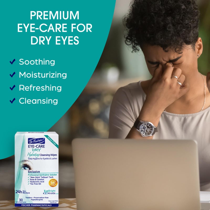 Dr. Fischer Tea Tree Eyelid Wipes: Hypoallergenic Eye Wipes for Dry, Red, Allergy Eyes. Long-Lasting Relief for Computer Vision & Tired Eyes. Effective Makeup Remover for Sensitive Skin. - Image 3