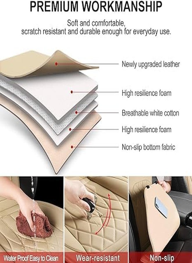 Sanwom Front Car Seat Covers with Storage Pocket and Seat Belt Pads Beige - Image 3