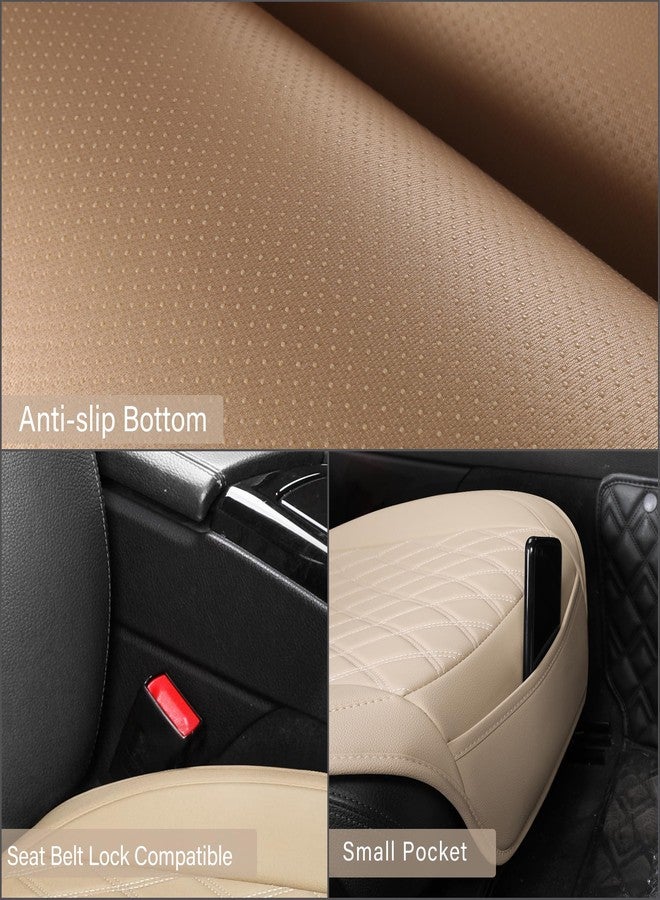 Sanwom Front Car Seat Covers with Storage Pocket and Seat Belt Pads Beige - Image 4