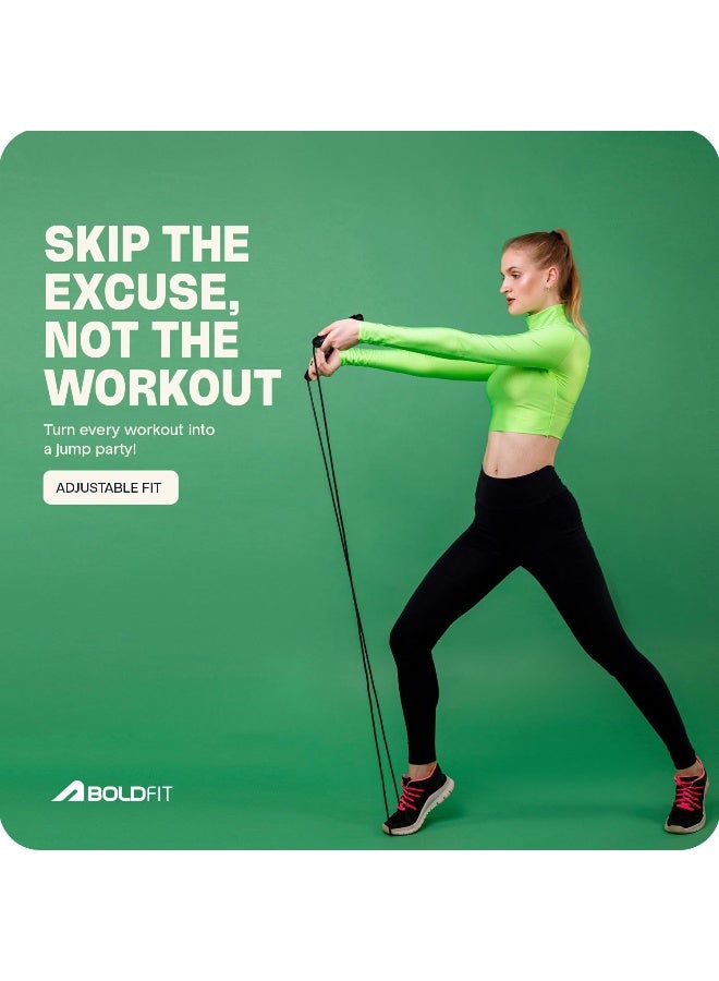 BOLDFIT حبل قفز PVC للرجال والنساء قابل للتعديل ، حبل تمرين للتمرين - أحمر أسود - Image 4