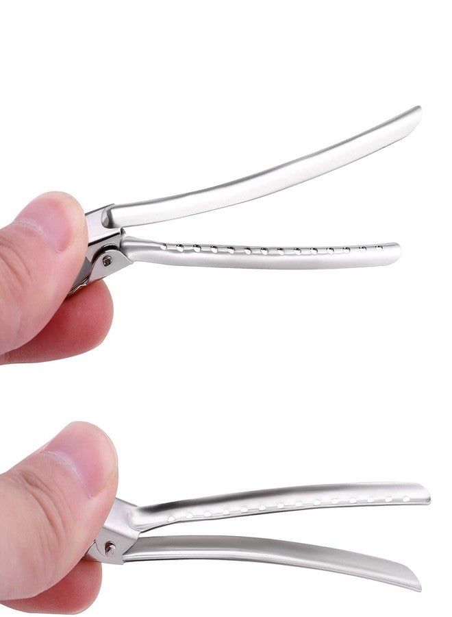 فوكس مشابك شعر على شكل منقار البط من نوع FOK، فضية اللون، للاستخدام في صالونات تصفيف الشعر - 12 قطعة - Image 3