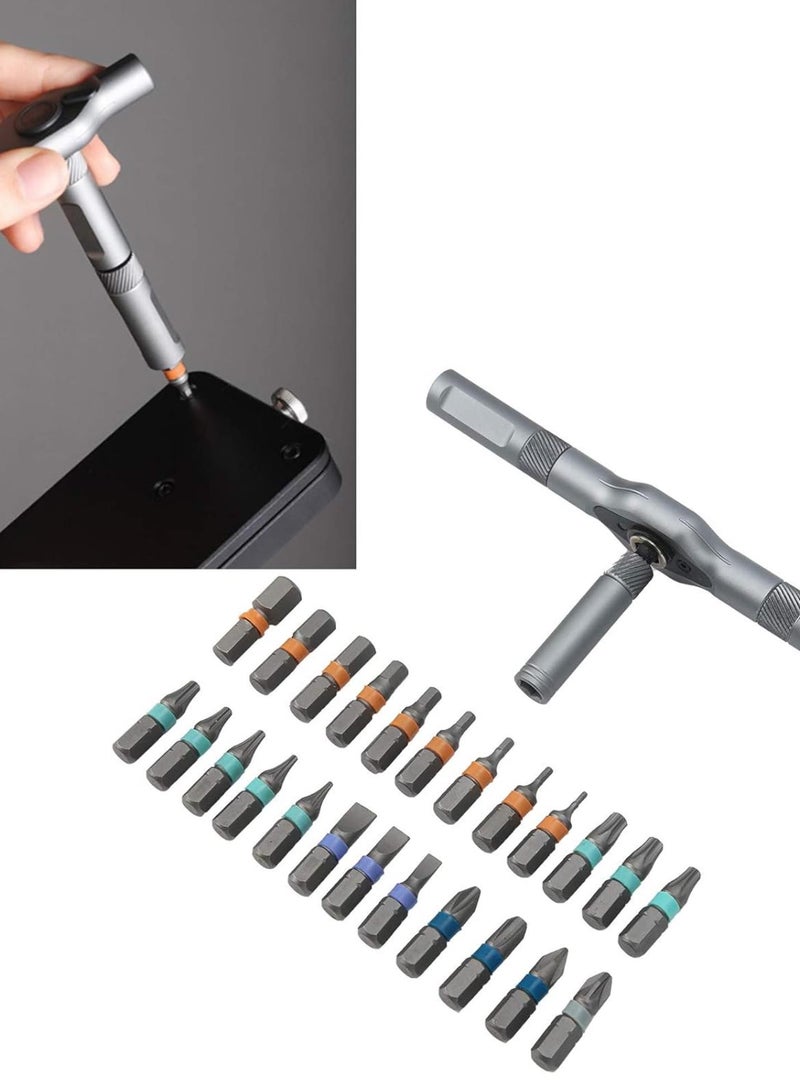 GGOOT Ratchet Screwdriver Set, 24-in-1 Bit Multipurpose Repair Tool, S2 Chromium Molybdenum Alloy Steel Manual Hardware with Handle RS1 - Image 5