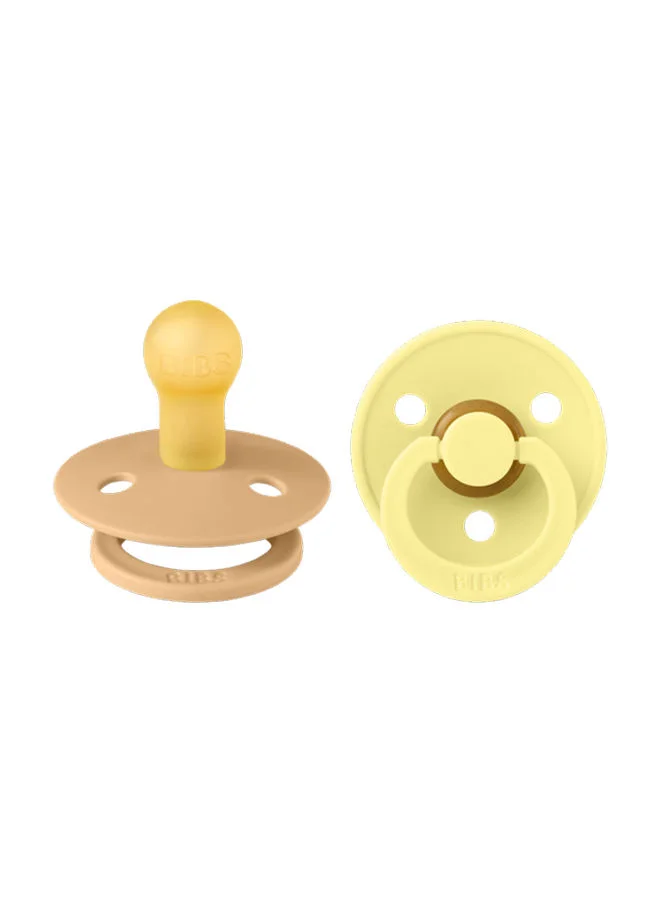 BIBS Pack of 2 Colour Latex Pacifier S1 Desert Sand and Sunshine
