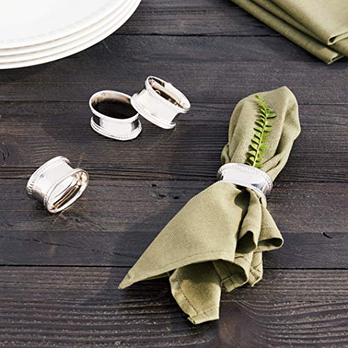 إليجانس مجموعة من المنديل البيضاوي المخرمة الأناقة مجموعة من 4 فضية - Image 4