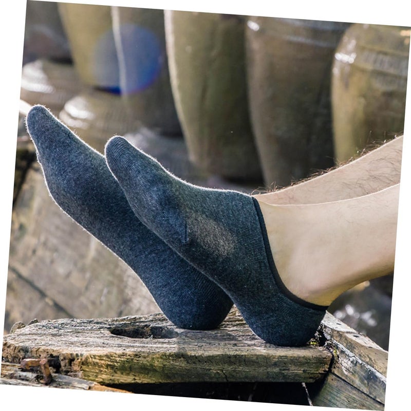 10 Pair Men S Breathable Cotton Boat Socks Non-slip Low Cut Hidden Summer Shallow Socks for Boys with Anti-skid Design Random Colors Random Color - Image 2