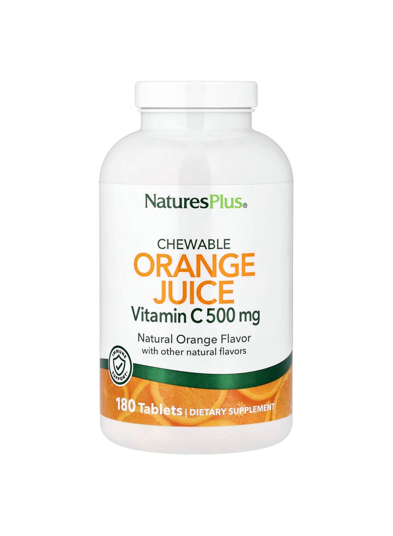 Chewable Orange Juice, Vitamin C, Natural Orange, 180 Tablets