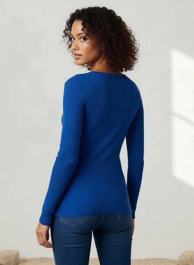 تواكستريمز كنزة تريكو بياقة  بقصة عادية