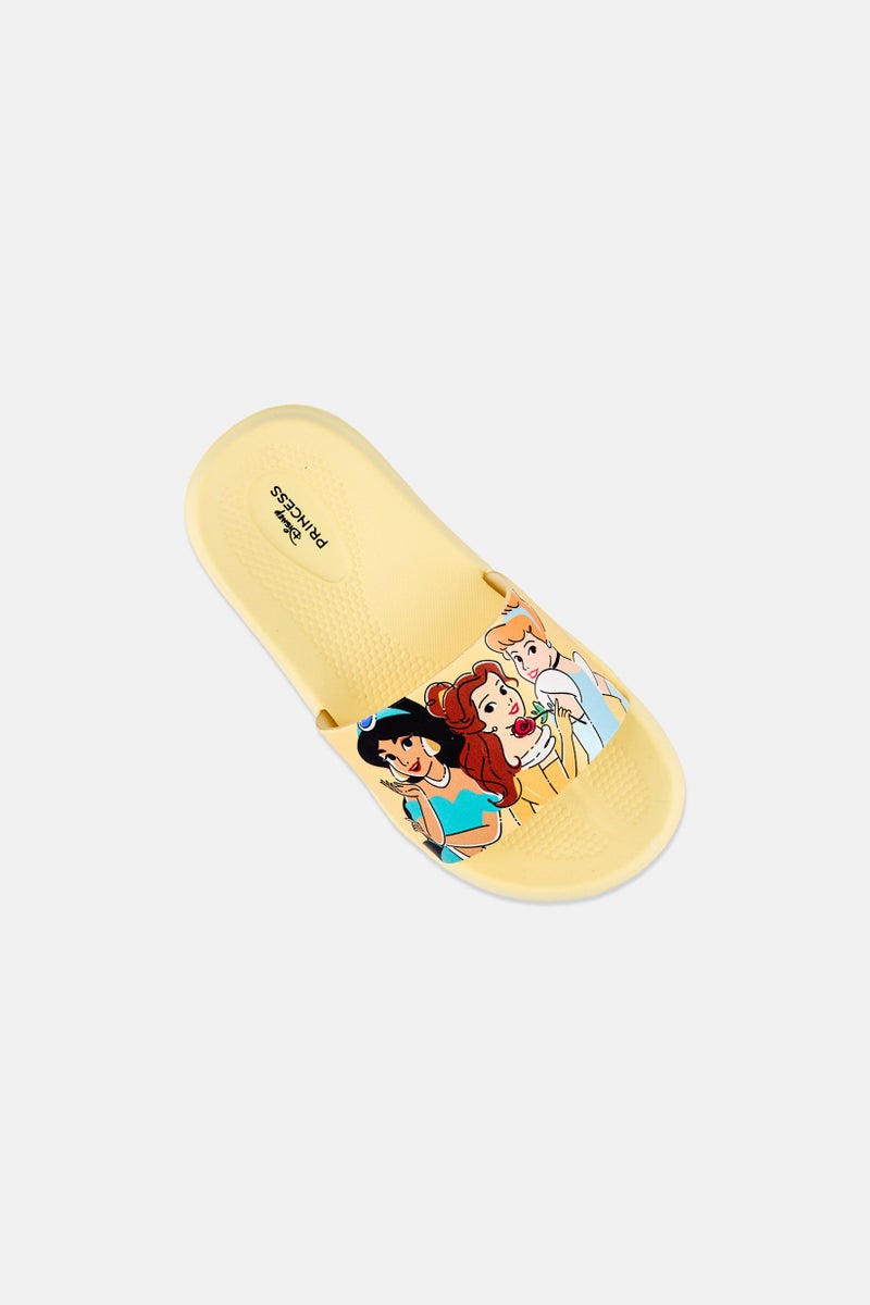 Disney Kids Girl Princess Slip On Slides, Yellow - Image 3