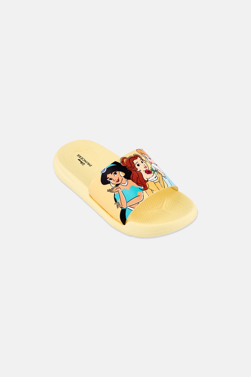 Disney Kids Girl Princess Slip On Slides, Yellow - Image 1
