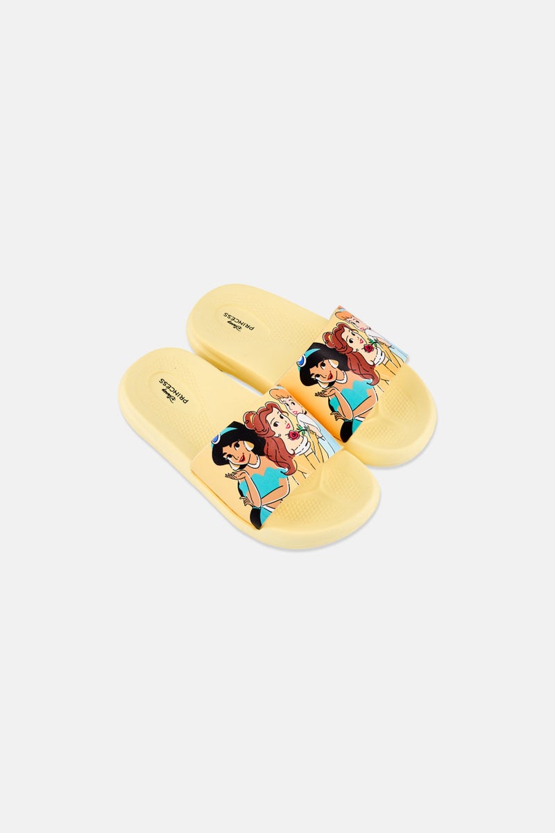 Disney Kids Girl Princess Slip On Slides, Yellow - Image 4